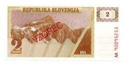 Szlovénia 2 Tolar Bankjegy 1990 P2s1 MINTA