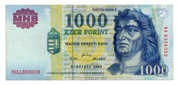 1000 Forint Bankjegy Millennium 2000 DA gVF