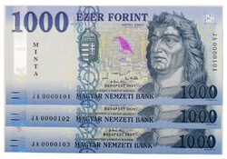 1000 Forint Bankjegy 2021 MINTA sorszámkövető 3db