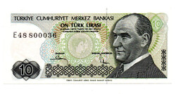 Törökország 10 Lira Bankjegy 1982 P193b