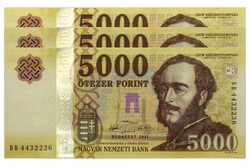 5000 Forint Bankjegy 2017 BB UNC forgalmi sorszámkövető 3 db