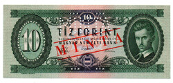 10 Forint Bankjegy 1957 MINTA lyukasztás és bélyegzés A294