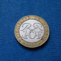 Monaco  1991  10 Frank  RITKA  250.000 db