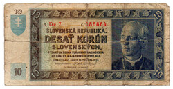 Szlovákia 10 Korona Bankjegy 1939 P4a