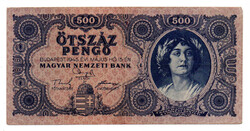 500 Pengő Bankjegy 1945 VF alacsonyabb sorszám 007287