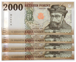 2000 Forint Bankjegy 2020 MINTA alacsony sorszámkövető 4db