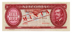 100 Forint Bankjegy 1989 MINTA lyukasztás és bélyegzés B000