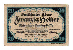 Ausztria Notgeld Karnten-Karntner 20 Heller 1920 PS107