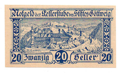 Ausztria Notgeld Göttweigi Apátság 20 Heller 1920