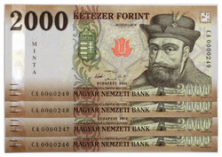 2000 Forint Bankjegy 2016 MINTA sorszámkövető 4db
