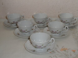 Zsolnay porcelán barackvirágos kávés készlet ( 6 db. csésze+ 6 db. alj )