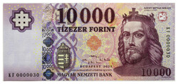 10000 Forint Bankjegy 2023 KF nagyon alacsony sorszám 0000030