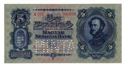5 Pengő Bankjegy 1928 MINTA EF
