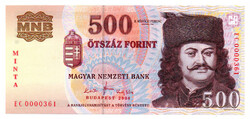 500 Forint Bankjegy 2008 EC MINTA