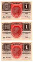 1 Korona Bankjegy 1916 Deutschösterreich sorszámkövető 3 db UNC