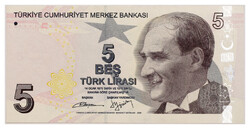 Törökország 5 Líra Bankjegy 2009 P222b