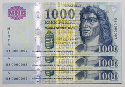 1000 Forint Bankjegy 2015 MINTA sorszámkövető 3db