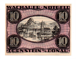 Ausztria Notgeld Wachau-Dürnstein an der Donau 10 Heller 1920