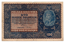Lengyelország 100 Márka Bankjegy 1919 P27 M27b