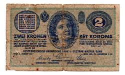 2 Korona Bankjegy 1914 vastag C sorozat G-VG
