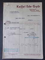 Keffel Ede Győr - Viaszosvászon-, Bőrvászon-, Műbőr-, Linóleum-gyárak számlája 1947