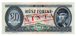 20 Forint Bankjegy 1980 MINTA lyukasztás és bélyegzés C000
