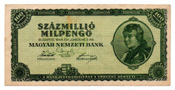 100 Millió Milpengő Bankjegy 1946 VF