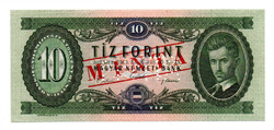 10 Forint Bankjegy 1969 MINTA lyukasztás és bélyegzés A000