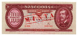 100 Forint Bankjegy 1975 MINTA lyukasztás és bélyegzés B000