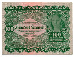 Ausztria 100 Korona Bankjegy 1922 aUNC