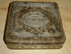 Antik csokoládés fémdoboz, pléh doboz