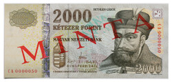 2000 Forint Bankjegy 2010 MINTA nagyon alacsony sorszám 0000050