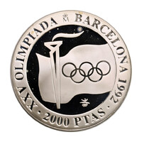 Spanyolország 2000 Peseta 1991 Olimpia Barcelona 1992 láng