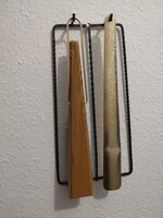 Retro  előszobai kellék,  kovácsoltva tartó, cipőkanál, ruhakefe