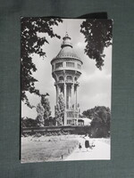 Képeslap,Budapest,Margitsziget,Víztorony látkép,részlet, 1957-