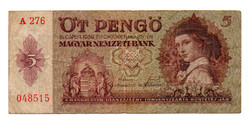 5 Pengő Bankjegy 1939 F