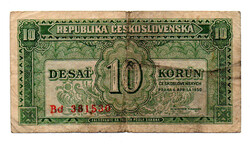 Csehszlovákia 10 Korona Bankjegy 1950 P69a