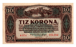 10 Korona Államjegy 1920 EF