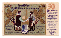 Ausztria Notgeld Linz 50 Heller 1920
