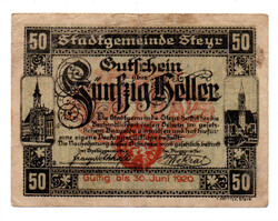 Ausztria Notgeld Steyr 50 Heller 1920