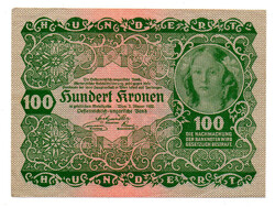 Ausztria 100 Korona Bankjegy 1922 EF