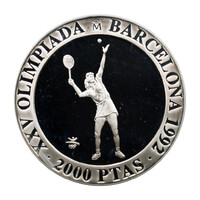 Spanyolország 2000 Peseta 1991 Olimpia Barcelona 1992 Tenisz