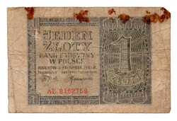 Lengyelország 1 Zloty Bankjegy 1941 P99a M99a