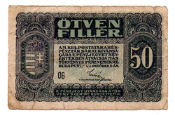 50 Fillér Postatakarékpénztárjegy 1920 G-VG