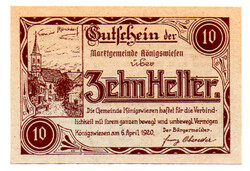 Ausztria Notgeld Königswiesen 10 Heller 1920