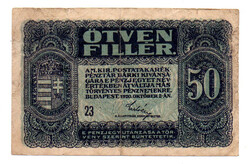 50 Fillér Postatakarékpénztárjegy 1920 VF