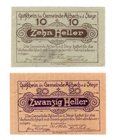 Ausztria Notgeld Aschach a.d. Steyr 10-20 Heller 1920