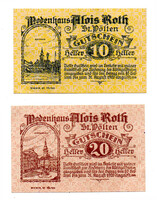 Ausztria Notgeld Sankt Pölten Alois Roth 10-20 Heller 1920