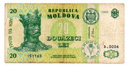 Moldova 20 Lei Bankjegy 1995 P13b