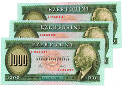 1000 Forint Bankjegy 1983 Március A sorozat gEF sorkövető 3db